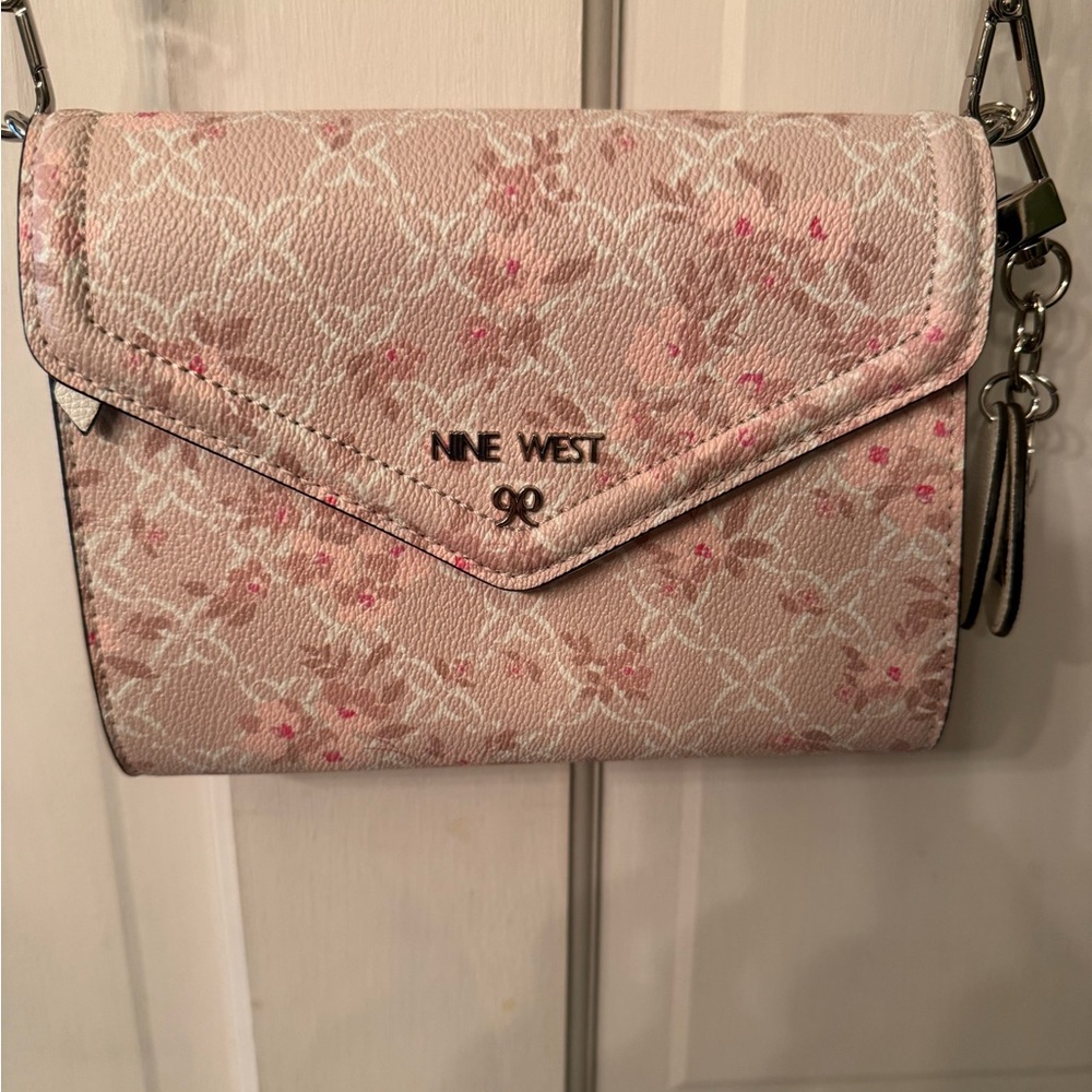 Nine West Pink Crossbody Bag with Floral Pattern